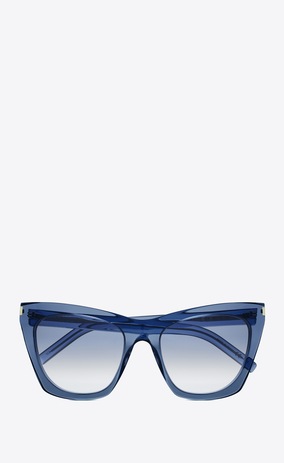 SAINT LAURENT NEW WAVE Femme Lunettes de soleil NEW WAVE 214 KATE en acétate bleu transparent et verres bleus a_V4